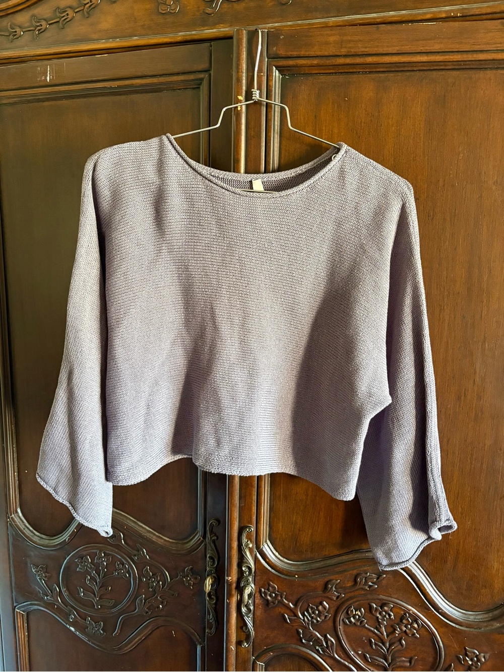 Aritzia The Group Babaton Light Purple Cotton Cropped Sweater size Large